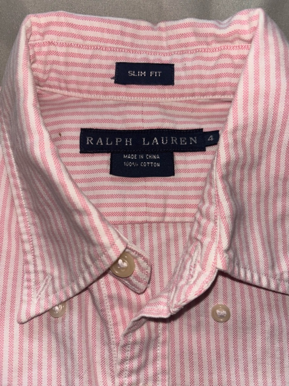Ralph Lauren Pink and White Striped Button-Down Dress Shirt - Picture 2 of 8